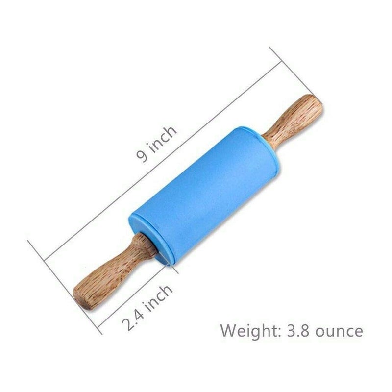 XLSFPY Small Wooden Handle Rolling Pin for Kids - Non-Stick Silicone Rodillo for Reposteria & Masa - Image 5